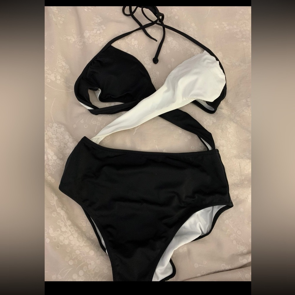 PINK Victoria's Secret Black and White One-Piece Swim